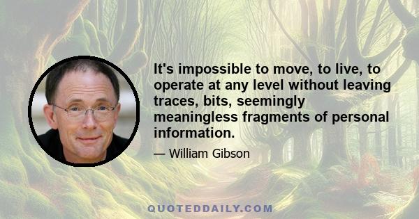 It's impossible to move, to live, to operate at any level without leaving traces, bits, seemingly meaningless fragments of personal information.