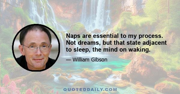 Naps are essential to my process. Not dreams, but that state adjacent to sleep, the mind on waking.