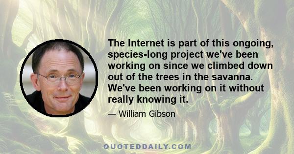 The Internet is part of this ongoing, species-long project we've been working on since we climbed down out of the trees in the savanna. We've been working on it without really knowing it.