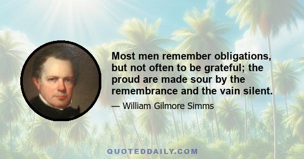 Most men remember obligations, but not often to be grateful; the proud are made sour by the remembrance and the vain silent.