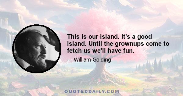 This is our island. It's a good island. Until the grownups come to fetch us we'll have fun.