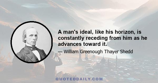 A man's ideal, like his horizon, is constantly receding from him as he advances toward it.