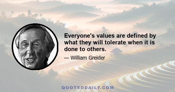 Everyone's values are defined by what they will tolerate when it is done to others.