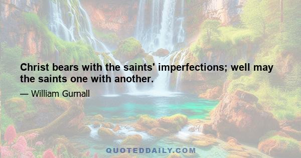 Christ bears with the saints' imperfections; well may the saints one with another.