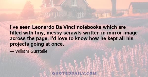 I've seen Leonardo Da Vinci notebooks which are filled with tiny, messy scrawls written in mirror image across the page. I'd love to know how he kept all his projects going at once.