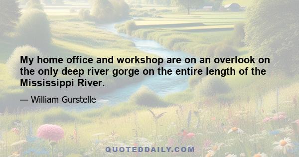 My home office and workshop are on an overlook on the only deep river gorge on the entire length of the Mississippi River.