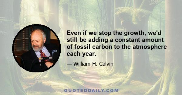 Even if we stop the growth, we'd still be adding a constant amount of fossil carbon to the atmosphere each year.