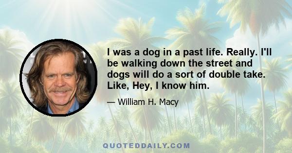 I was a dog in a past life. Really. I'll be walking down the street and dogs will do a sort of double take. Like, Hey, I know him.