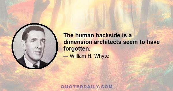 The human backside is a dimension architects seem to have forgotten.