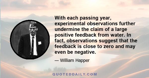 With each passing year, experimental observations further undermine the claim of a large positive feedback from water. In fact, observations suggest that the feedback is close to zero and may even be negative.