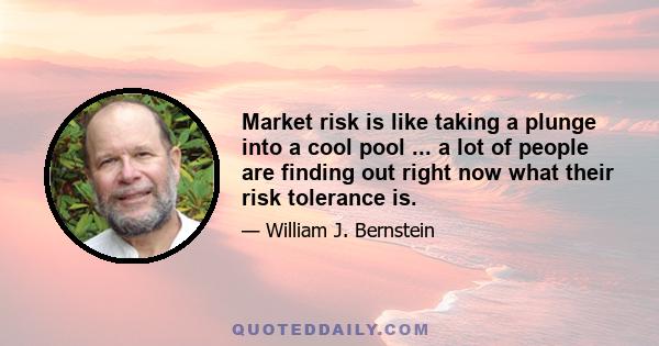 Market risk is like taking a plunge into a cool pool ... a lot of people are finding out right now what their risk tolerance is.