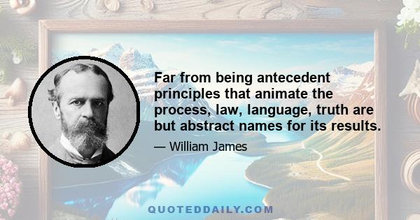 Far from being antecedent principles that animate the process, law, language, truth are but abstract names for its results.