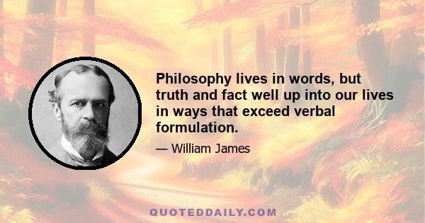 Philosophy lives in words, but truth and fact well up into our lives in ways that exceed verbal formulation.