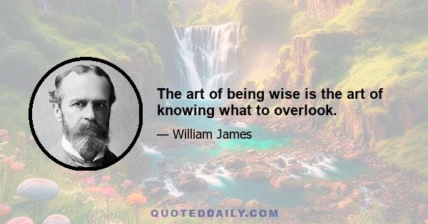 The art of being wise is the art of knowing what to overlook.