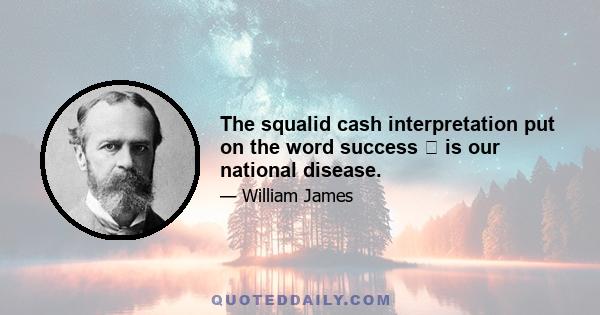 The squalid cash interpretation put on the word success  is our national disease.