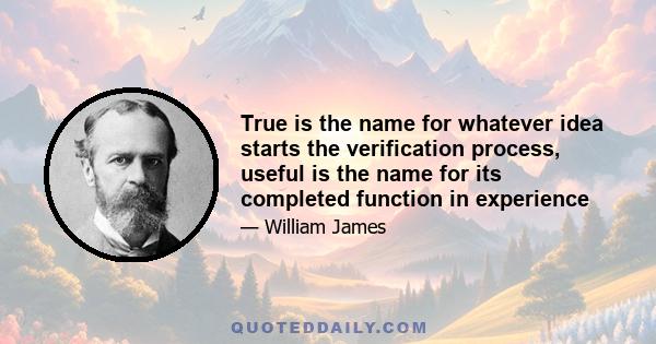 True is the name for whatever idea starts the verification process, useful is the name for its completed function in experience