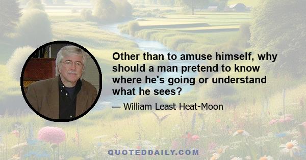 Other than to amuse himself, why should a man pretend to know where he's going or understand what he sees?