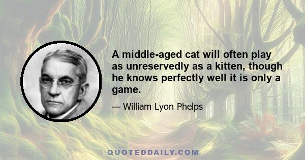 A middle-aged cat will often play as unreservedly as a kitten, though he knows perfectly well it is only a game.