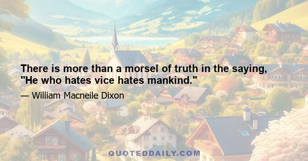 There is more than a morsel of truth in the saying, He who hates vice hates mankind.