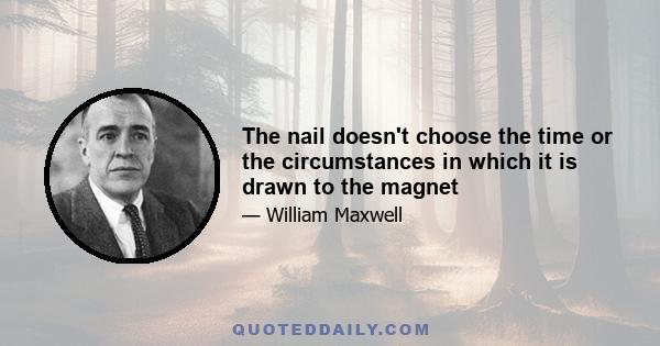 The nail doesn't choose the time or the circumstances in which it is drawn to the magnet