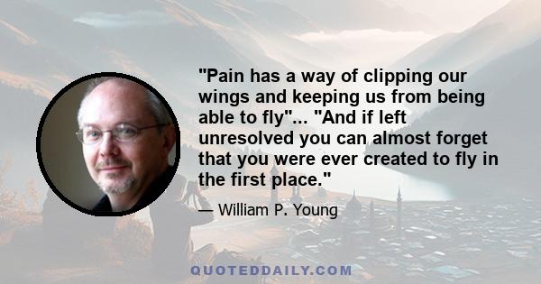 Pain has a way of clipping our wings and keeping us from being able to fly... And if left unresolved you can almost forget that you were ever created to fly in the first place.