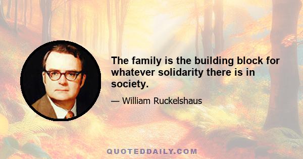 The family is the building block for whatever solidarity there is in society.