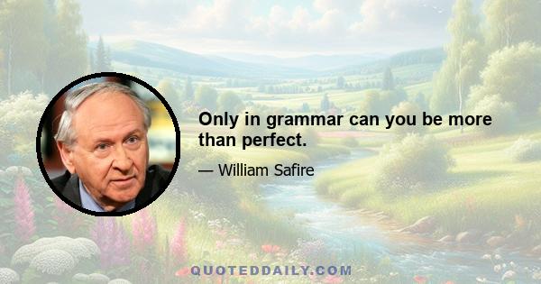 Only in grammar can you be more than perfect.