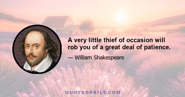 A very little thief of occasion will rob you of a great deal of patience.