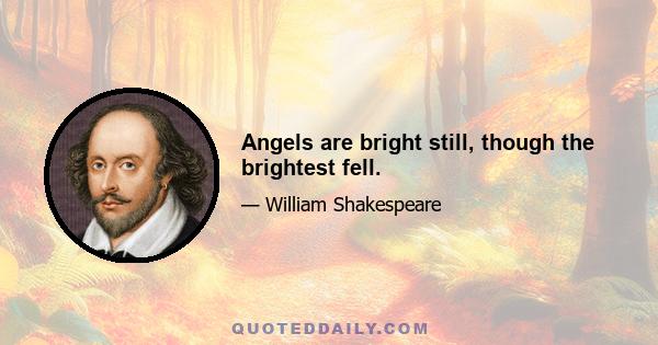 Angels are bright still, though the brightest fell.