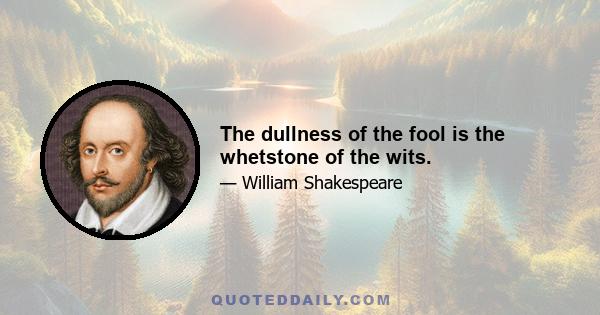 The dullness of the fool is the whetstone of the wits.