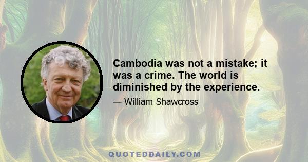 Cambodia was not a mistake; it was a crime. The world is diminished by the experience.