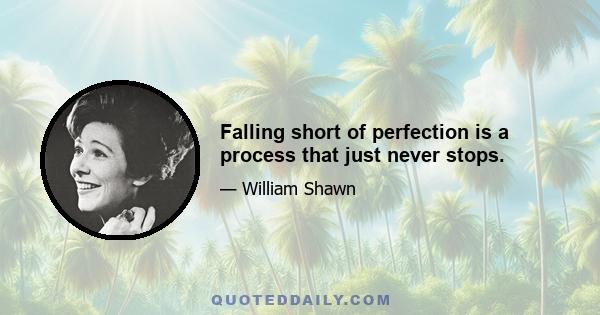 Falling short of perfection is a process that just never stops.