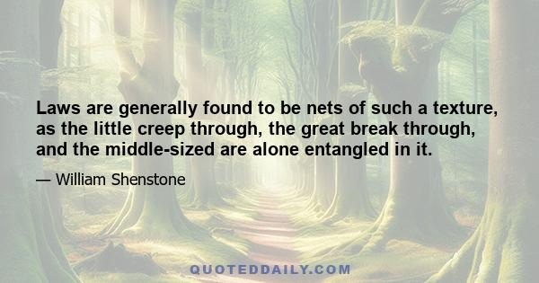 Laws are generally found to be nets of such a texture, as the little creep through, the great break through, and the middle-sized are alone entangled in it.