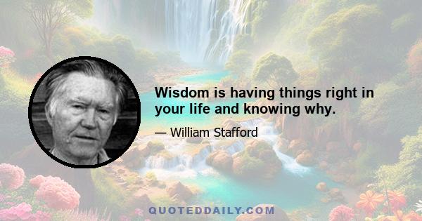 Wisdom is having things right in your life and knowing why.