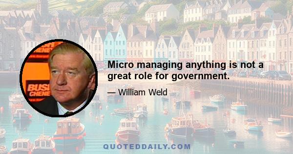 Micro managing anything is not a great role for government.