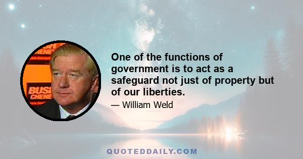 One of the functions of government is to act as a safeguard not just of property but of our liberties.