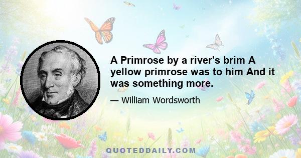 A Primrose by a river's brim A yellow primrose was to him And it was something more.