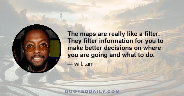 The maps are really like a filter. They filter information for you to make better decisions on where you are going and what to do.