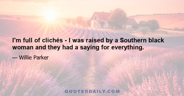 I'm full of clichés - I was raised by a Southern black woman and they had a saying for everything.