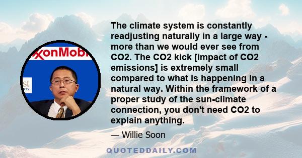 The climate system is constantly readjusting naturally in a large way - more than we would ever see from CO2. The CO2 kick [impact of CO2 emissions] is extremely small compared to what is happening in a natural way.