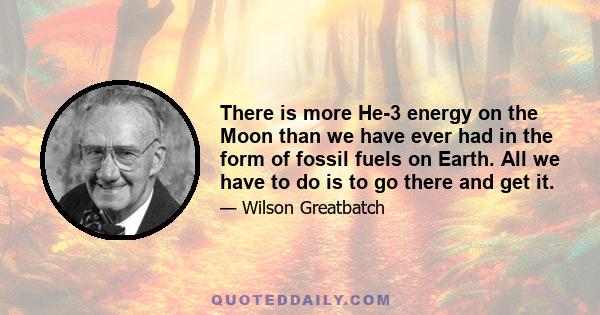 There is more He-3 energy on the Moon than we have ever had in the form of fossil fuels on Earth. All we have to do is to go there and get it.