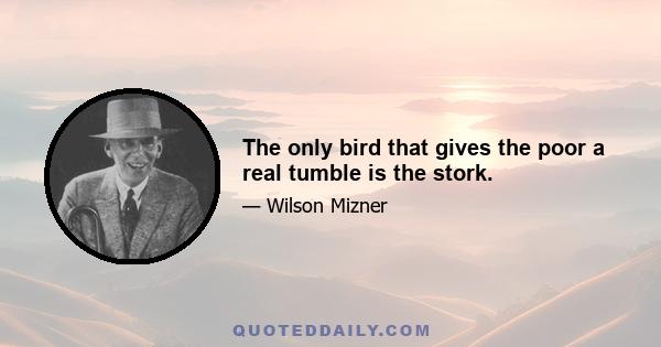 The only bird that gives the poor a real tumble is the stork.