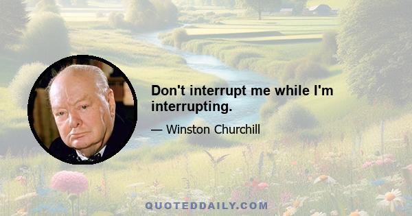 Don't interrupt me while I'm interrupting.