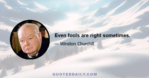 Even fools are right sometimes.