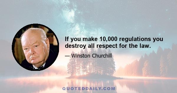 If you make 10,000 regulations you destroy all respect for the law.