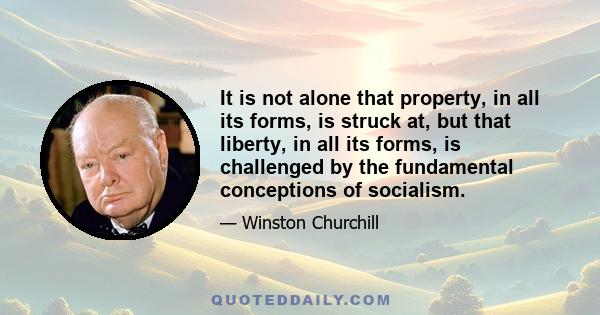 It is not alone that property, in all its forms, is struck at, but that liberty, in all its forms, is challenged by the fundamental conceptions of socialism.