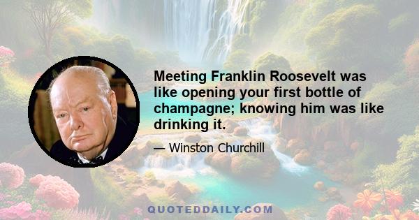 Meeting Franklin Roosevelt was like opening your first bottle of champagne; knowing him was like drinking it.