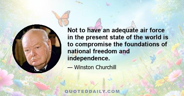 Not to have an adequate air force in the present state of the world is to compromise the foundations of national freedom and independence.