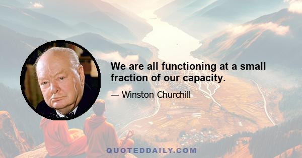 We are all functioning at a small fraction of our capacity.