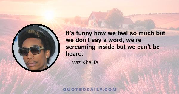 It's funny how we feel so much but we don't say a word, we're screaming inside but we can't be heard.